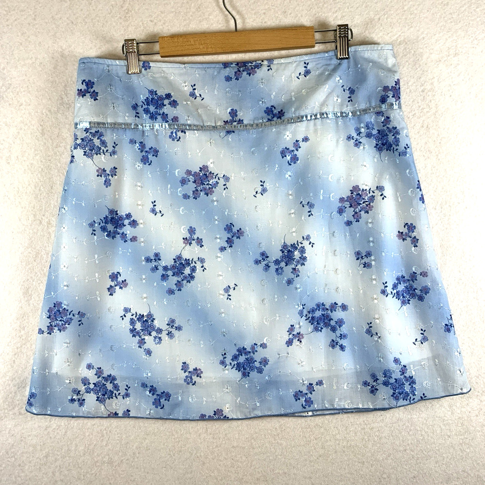 Vintage 90s Womens Y2K Floral Mini Skirt Sz 15‎ Purple Fairy Coquette Cottage